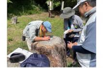 自然観察で松の年輪確認中2025.9